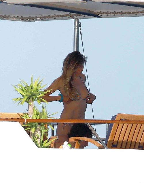 Heidi Klum in Bikini on a Yacht in Cap D