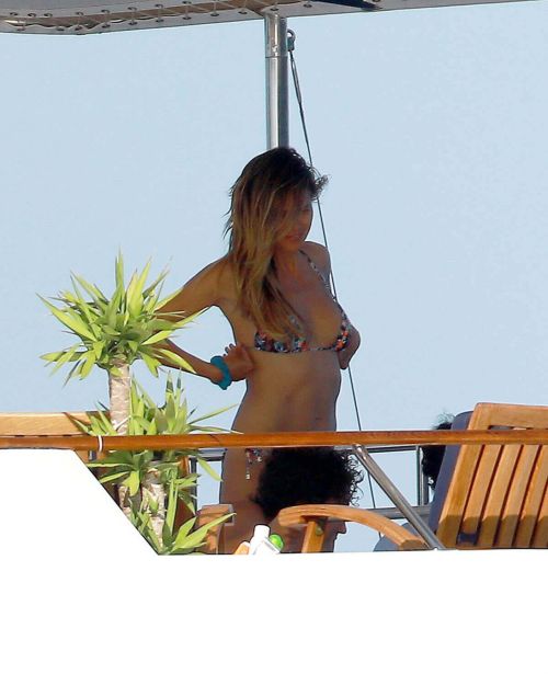 Heidi Klum in Bikini on a Yacht in Cap D