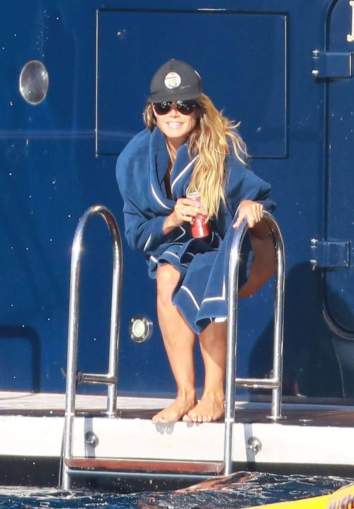 Heidi Klum in Bikini on a Yacht in Cap D