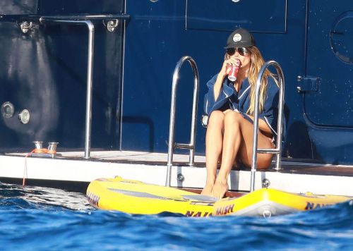 Heidi Klum in Bikini on a Yacht in Cap D