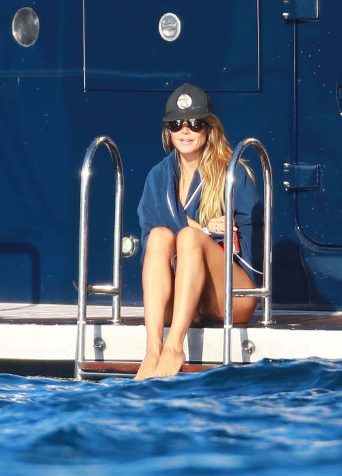 Heidi Klum in Bikini on a Yacht in Cap D