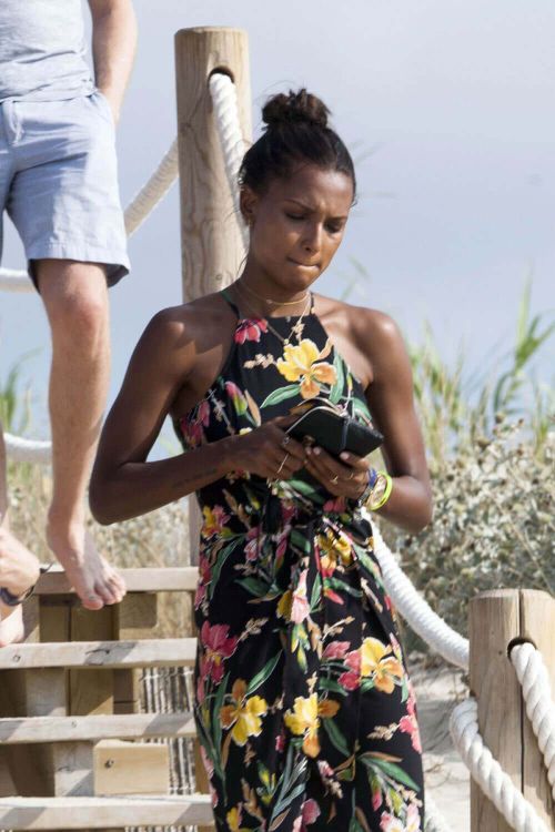 Jasmine Tookes Stills at Formentera Beach at Balearic Islands