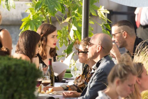 Lily Collins Stills at Loulou Restaurant in Paris 6