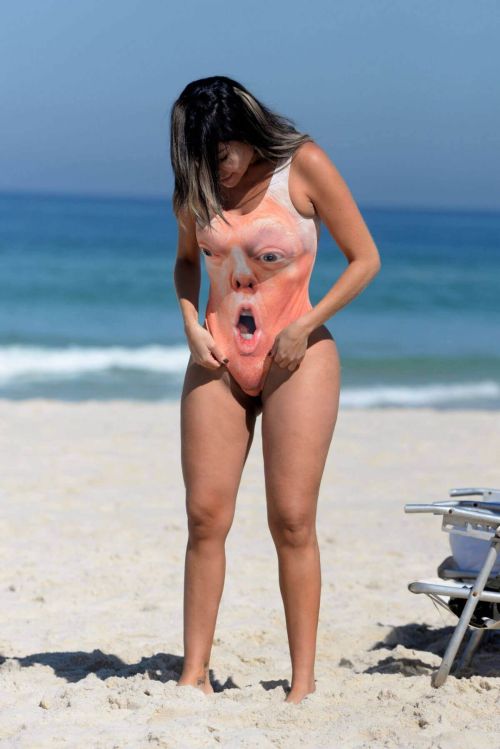 Liziane Gutierrez in Shocked Trump Swimsuit at a Beach in Brazil Photos 5