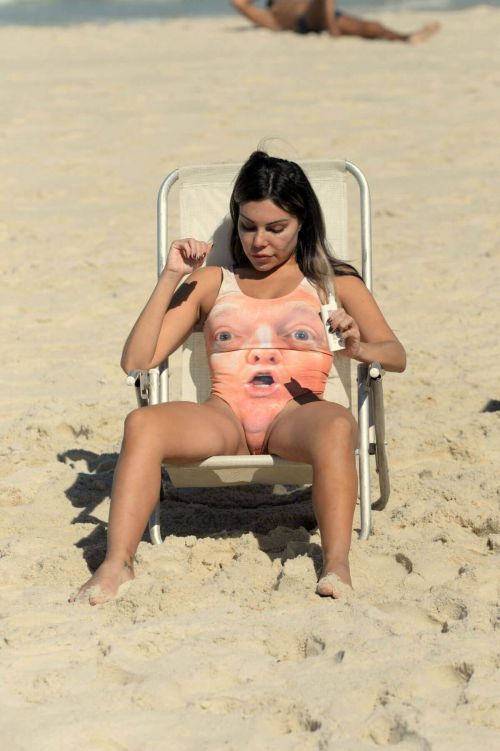 Liziane Gutierrez in Shocked Trump Swimsuit at a Beach in Brazil Photos 9