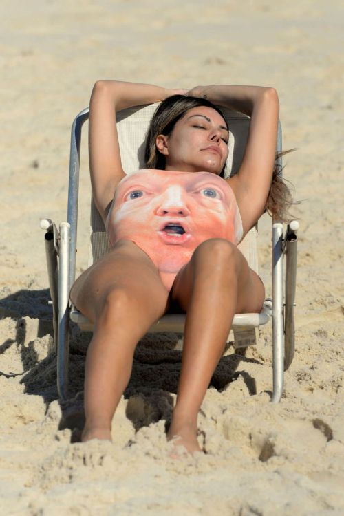 Liziane Gutierrez in Shocked Trump Swimsuit at a Beach in Brazil Photos 10