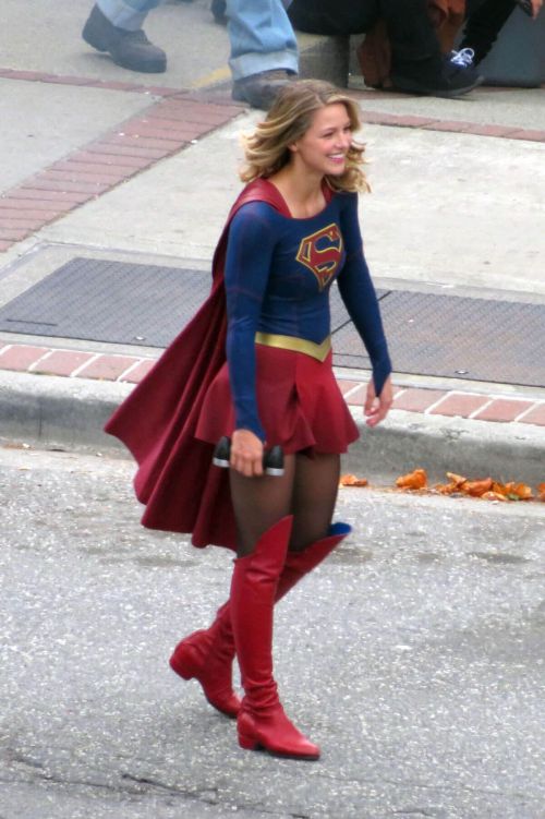 Melissa Benoist on the Set of Supergirl in New Westminster Photos 1