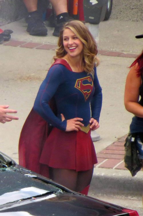 Melissa Benoist on the Set of Supergirl in New Westminster Photos 2