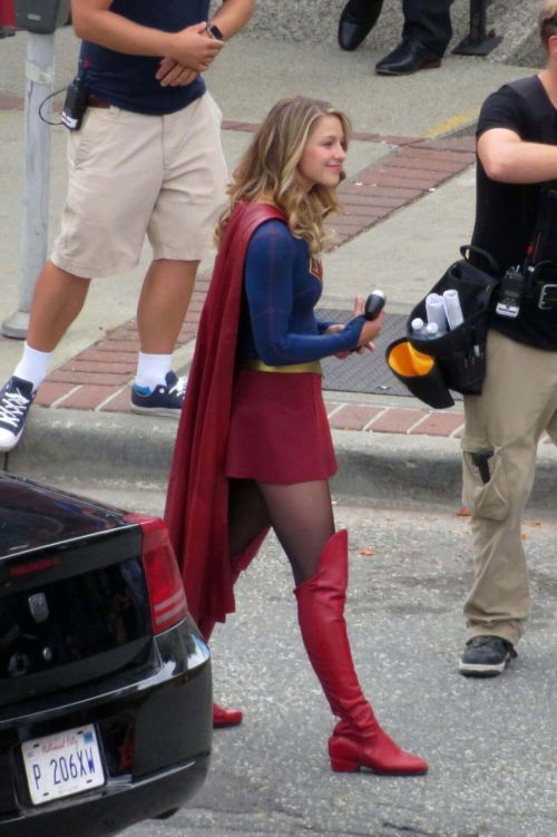 Melissa Benoist on the Set of Supergirl in New Westminster Photos 4