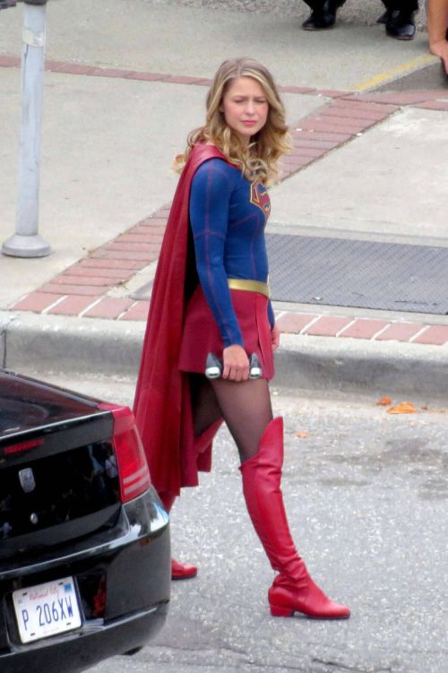 Melissa Benoist on the Set of Supergirl in New Westminster Photos 5