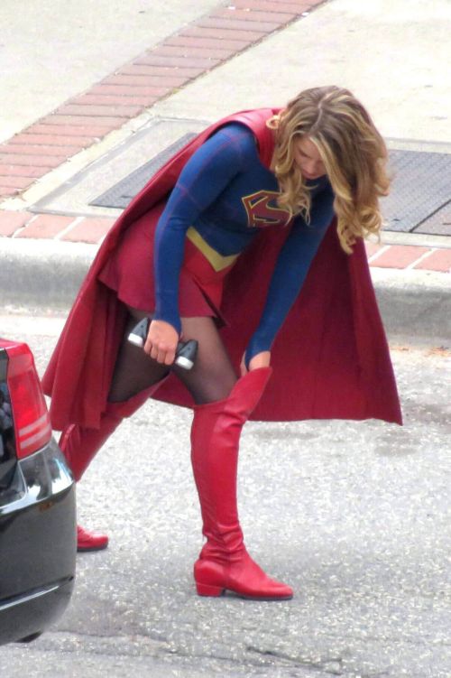 Melissa Benoist on the Set of Supergirl in New Westminster Photos 6