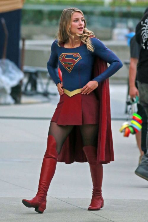 Melissa Benoist Stills on the Set of Supergirl in Vancouver 5