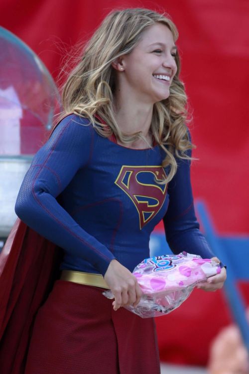 Melissa Benoist Stills on the Set of Supergirl in Vancouver 8