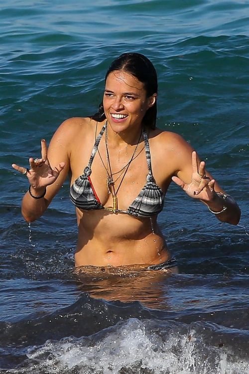 Michelle Rodriguez Stills in Bikini at a Beach in St Tropez 6