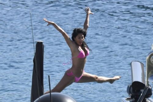 Nicole Scherzinger Stills in Bikini at a Boat in Mykonos 8