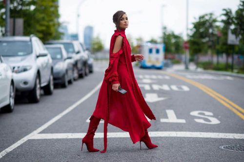 Olivia Culpo Wearing Red Dress Out and About in Long Island 1