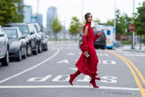 Olivia Culpo Wearing Red Dress Out and About in Long Island 3