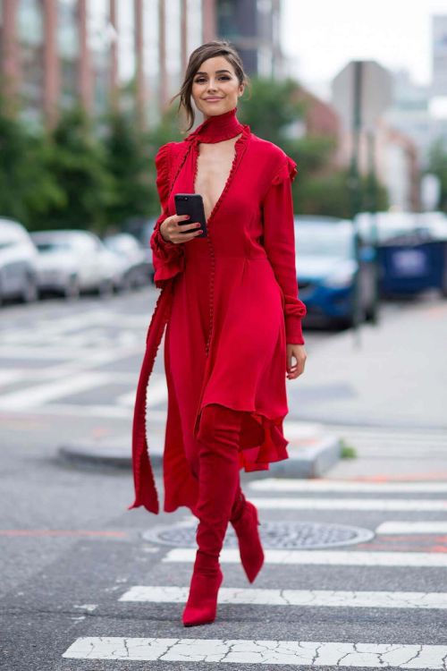 Olivia Culpo Wearing Red Dress Out and About in Long Island 6