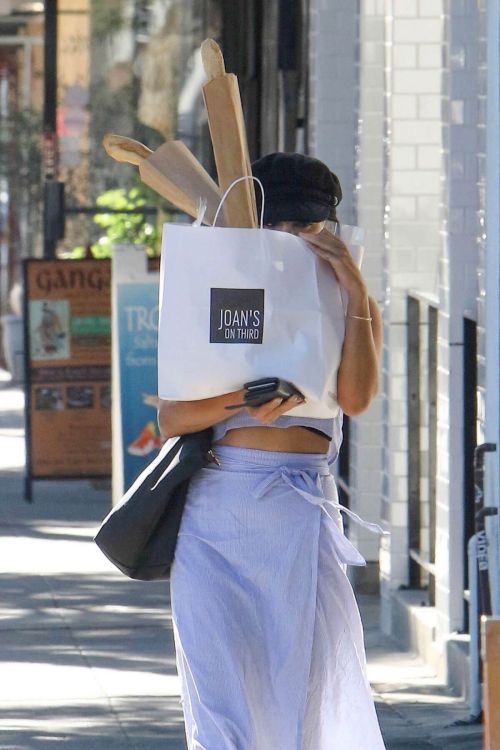 Vanessa Hudgens Stills Hides Behind a Bag of Baguettes in Studio City