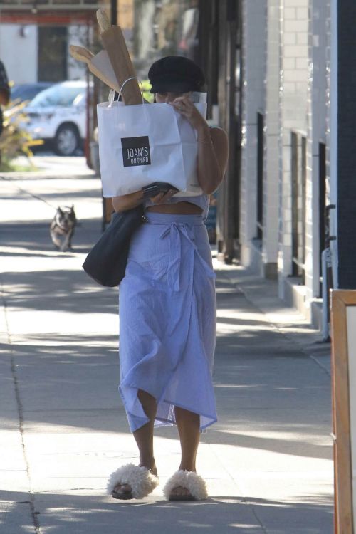 Vanessa Hudgens Stills Hides Behind a Bag of Baguettes in Studio City 2