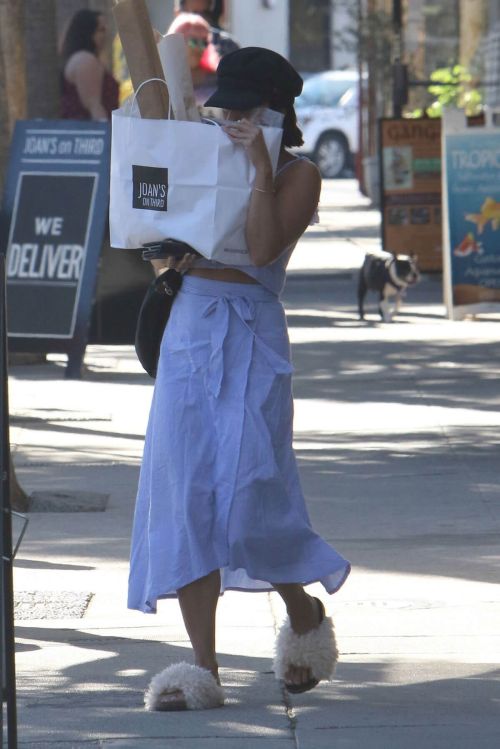 Vanessa Hudgens Stills Hides Behind a Bag of Baguettes in Studio City 8