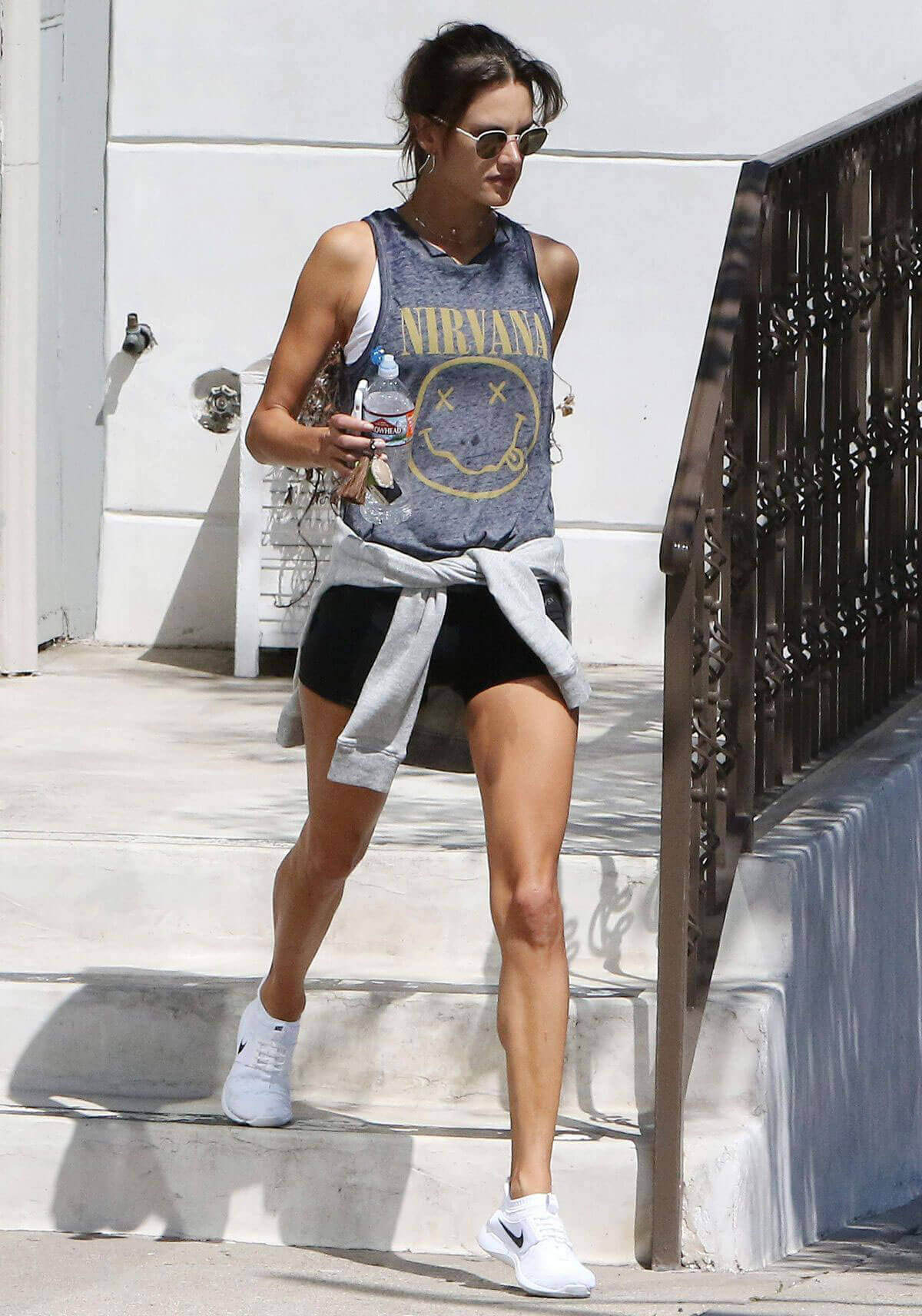 Alessandra Ambrosio wears Nirvana top for gym workout in Los Angeles