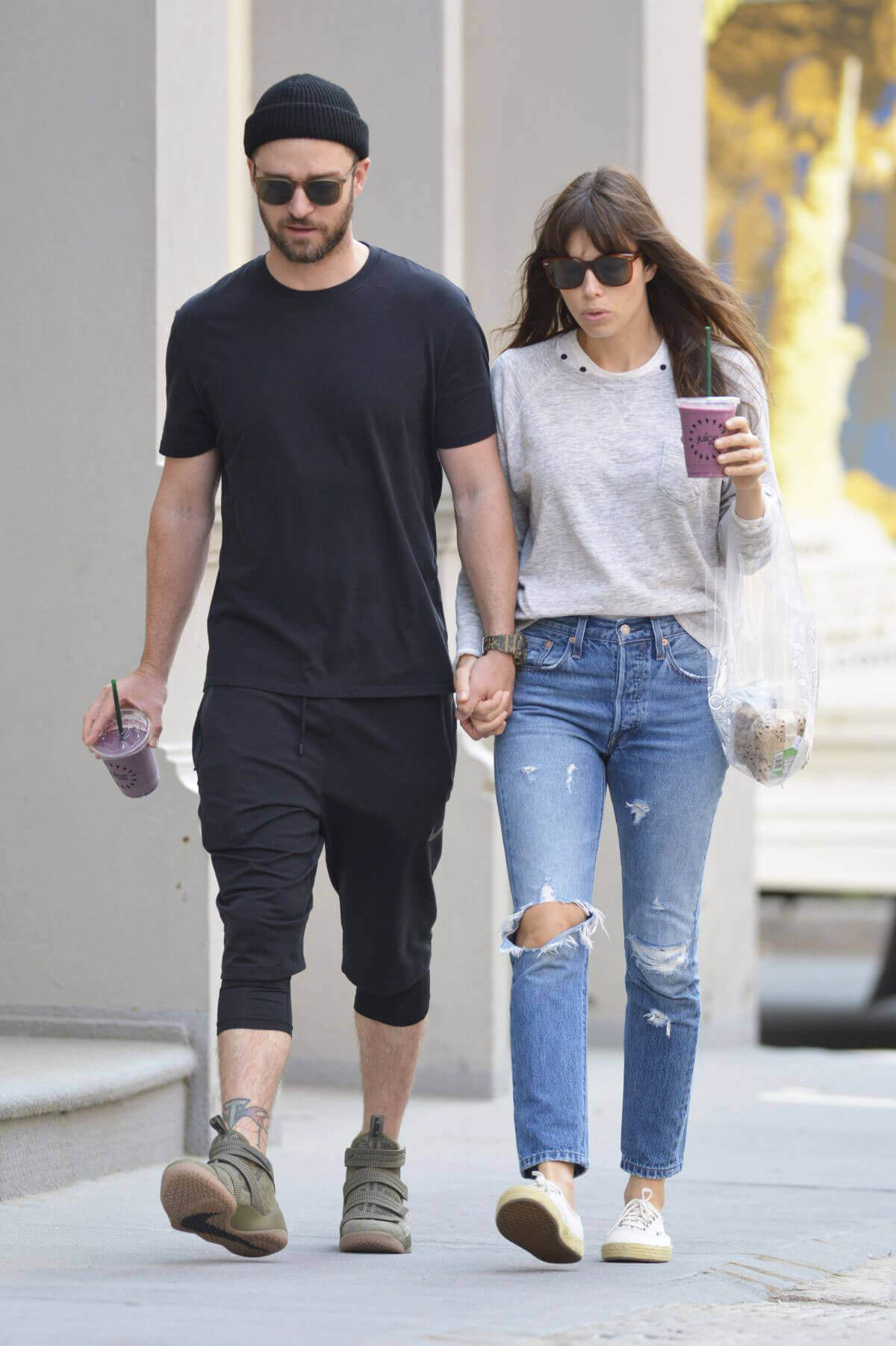 Jessica Biel and Justin Timberlake Stills Out for a Juice in New York