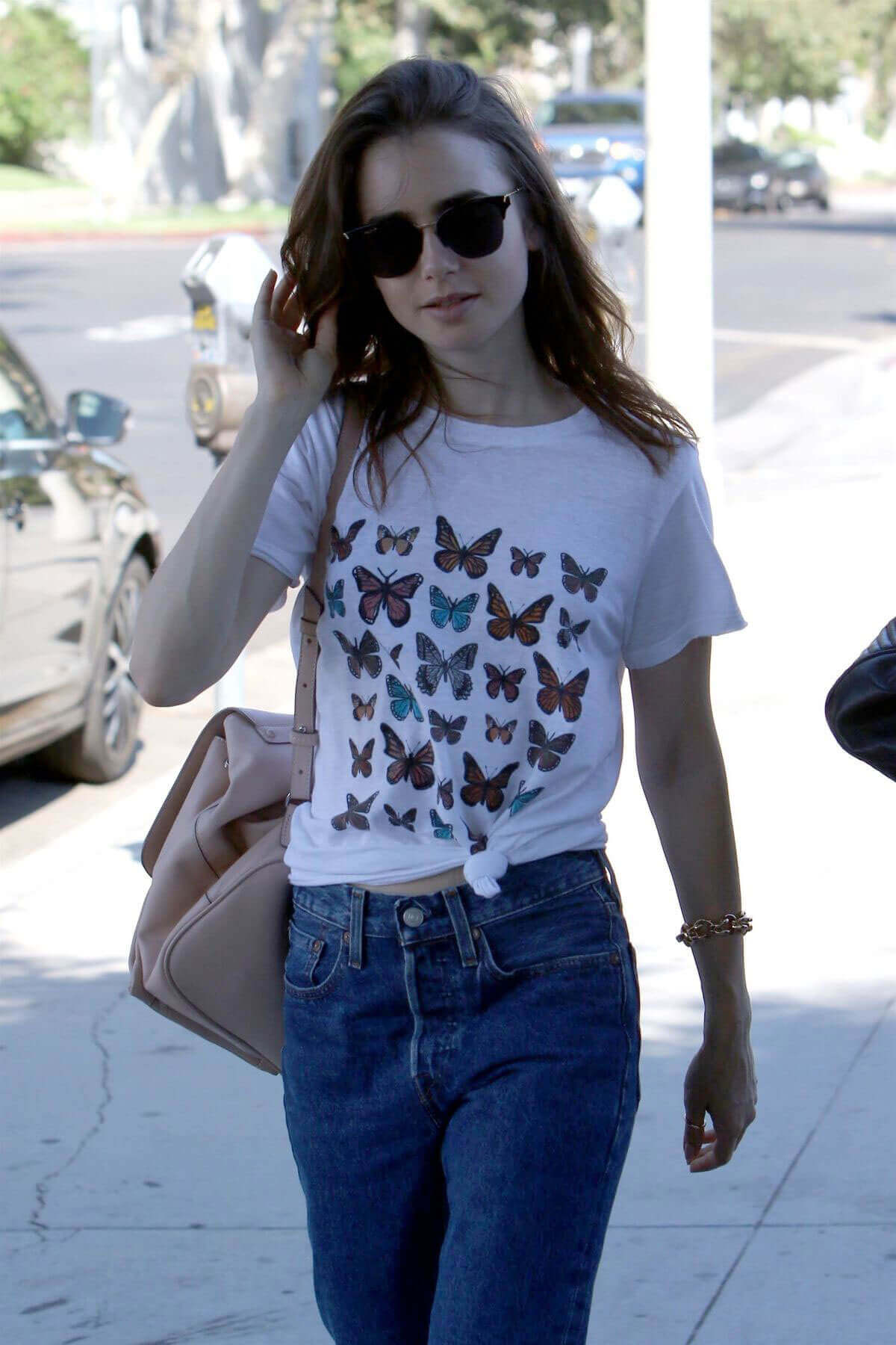 Lily Collins Stills at Shopping With Her Mother in Beverly Hills