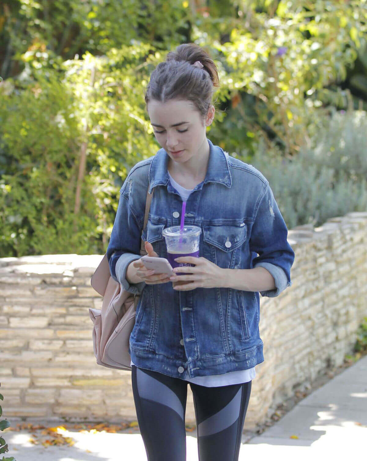 Lily Collins Stills Out for Ice Tea in Beverly Hills Images