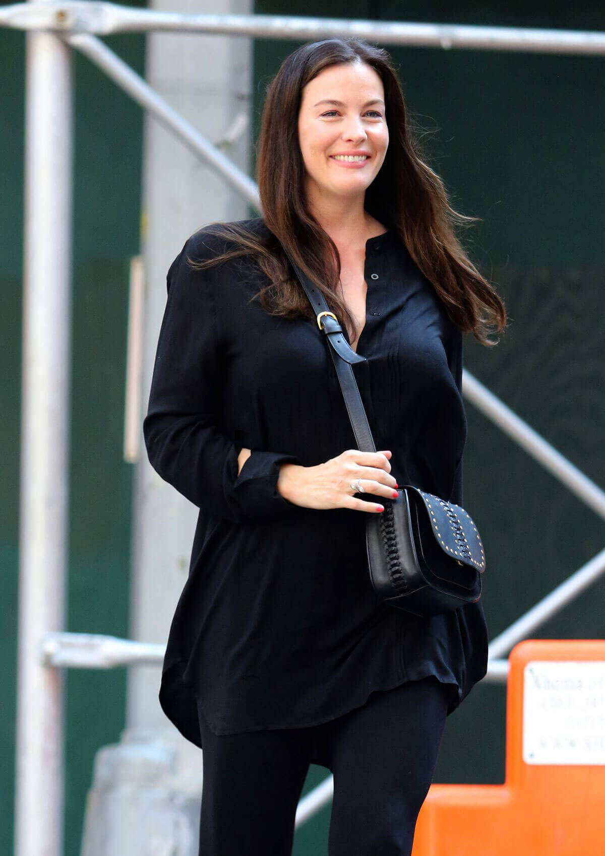 Liv Tyler wears all black dress out and about in New York