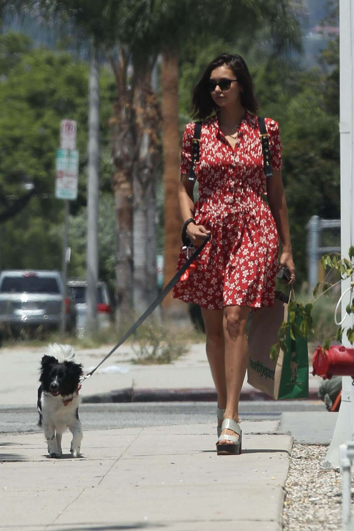 Nina Dobrev Stills Out with Her Dog in New York