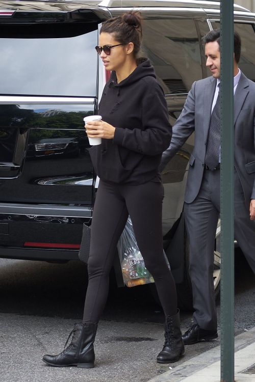 Adriana Lima wears Black Sweater & Jeggings at Her Hotel in New York 1