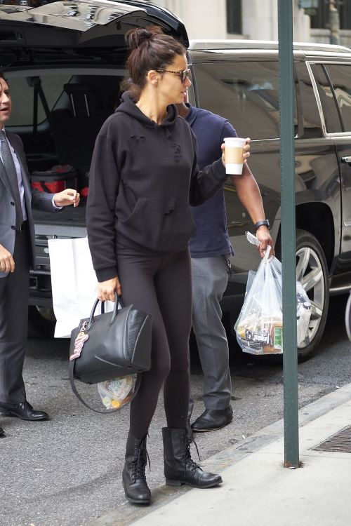 Adriana Lima wears Black Sweater & Jeggings at Her Hotel in New York 6