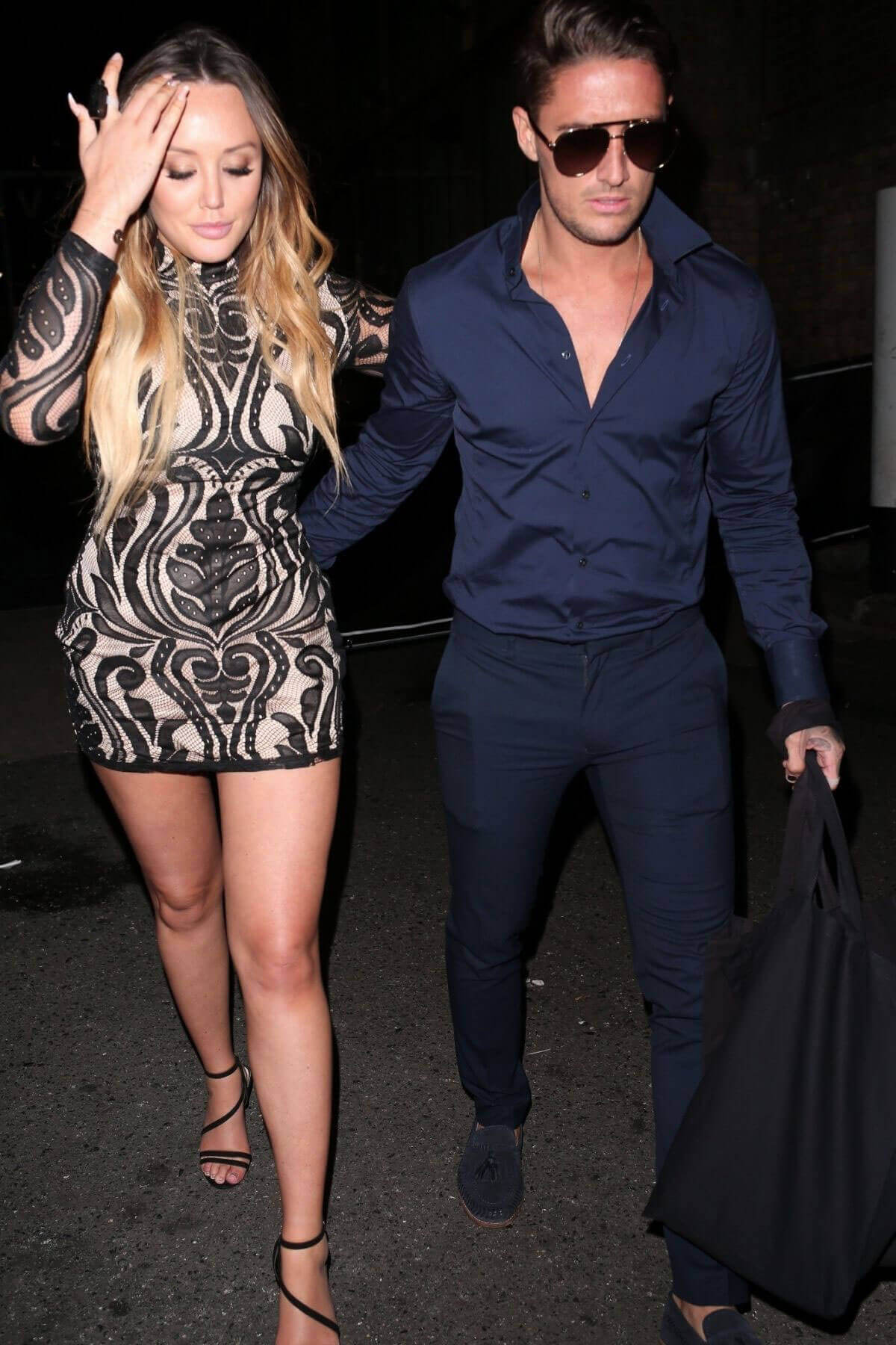 Charlotte Crosby with Stephen Bear Stills Leaves Her Hotel in London