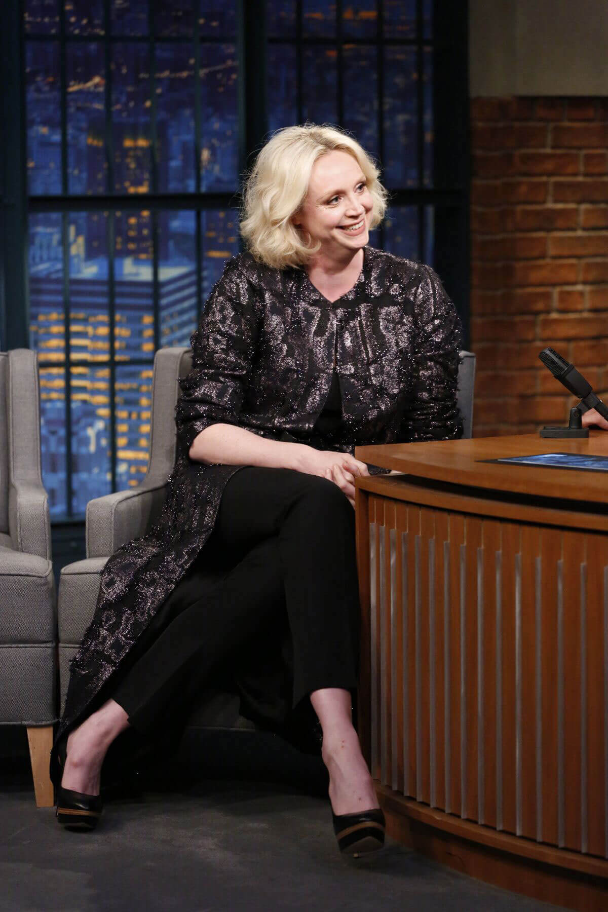 Gwendoline Christie Stills at Late Night with Seth Meyers in New York