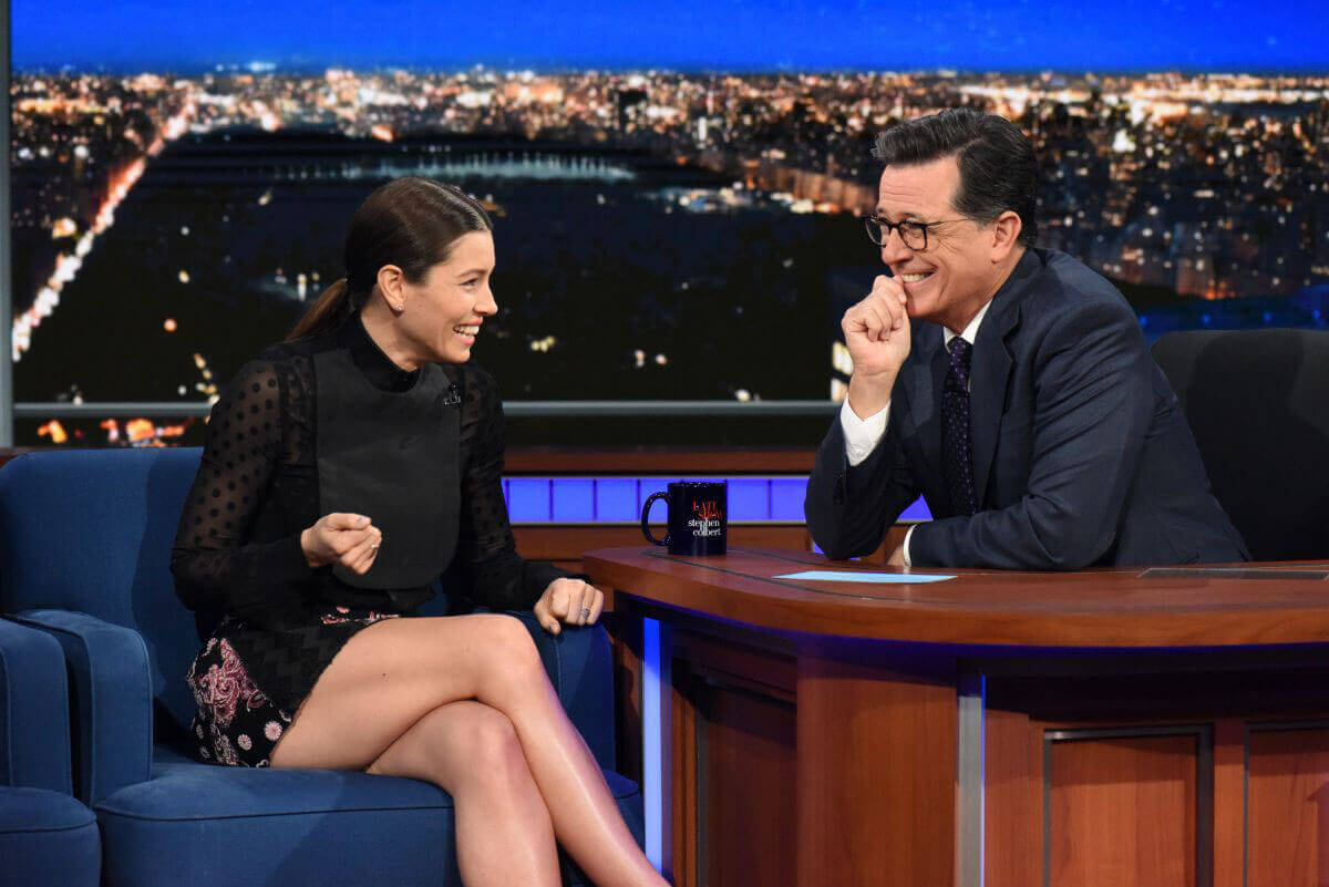 Jessica Biel at Late Show with Stephen Colbert