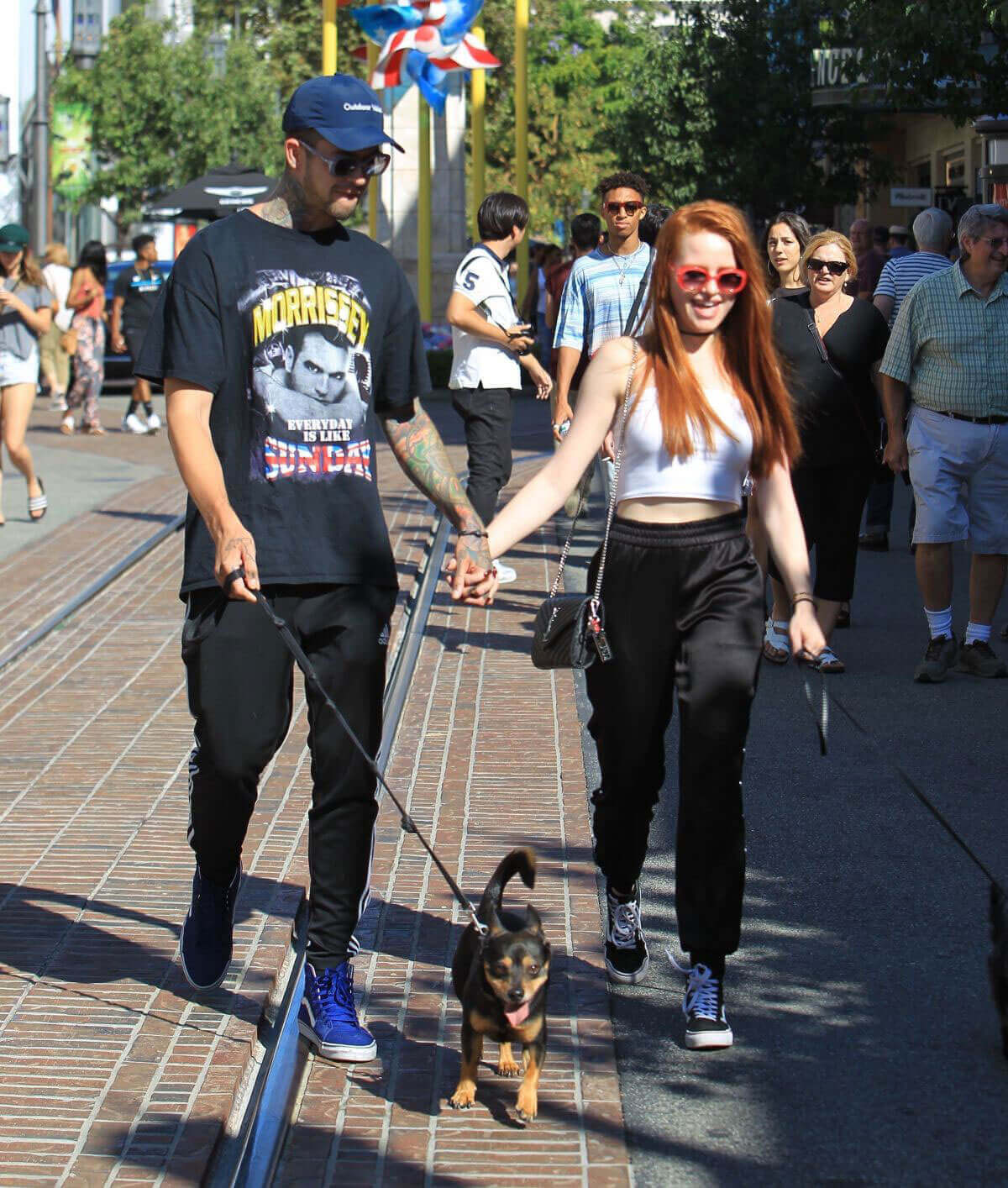 Madelaine Petsch and Travis Mills Walks Their Dogs Stills at The Grove in Hollywood