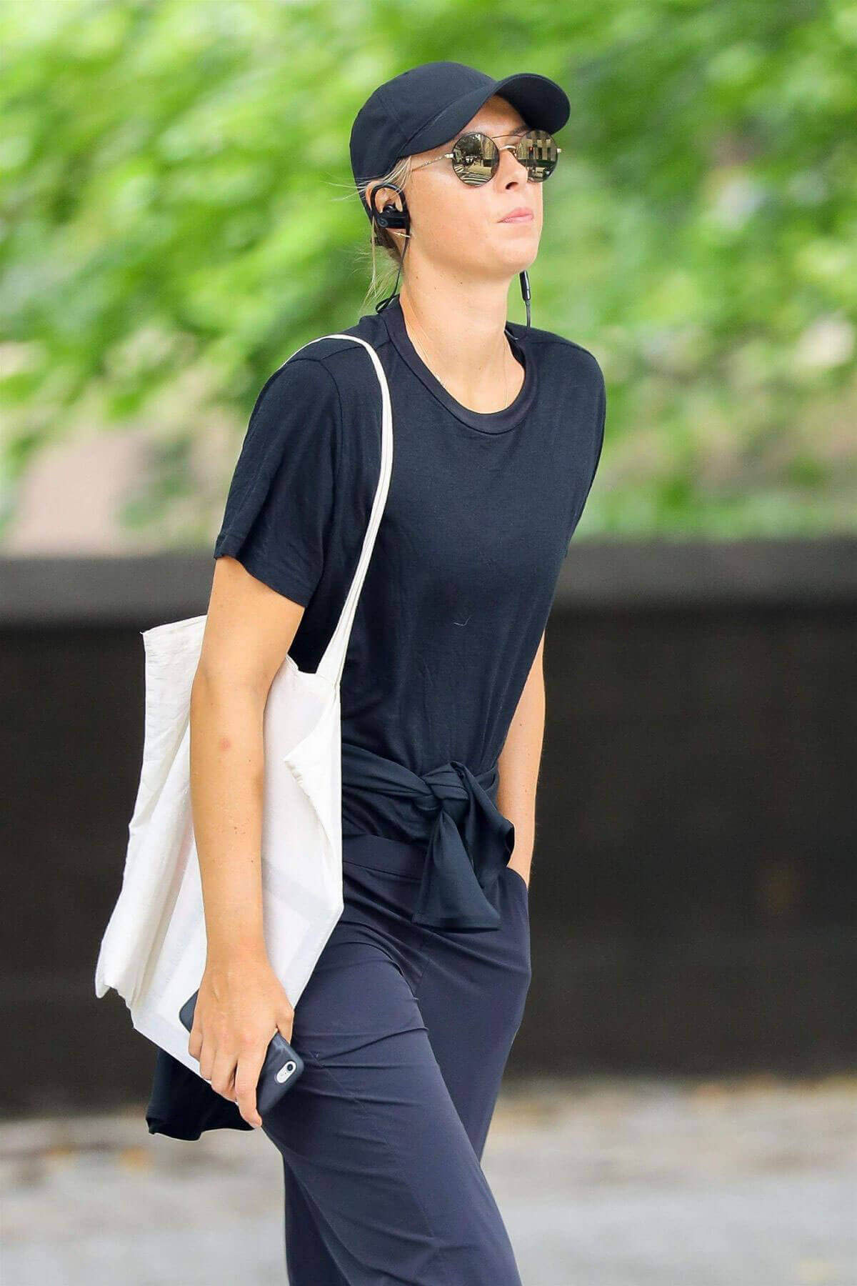 Maria Sharapova wears all in black out in New York