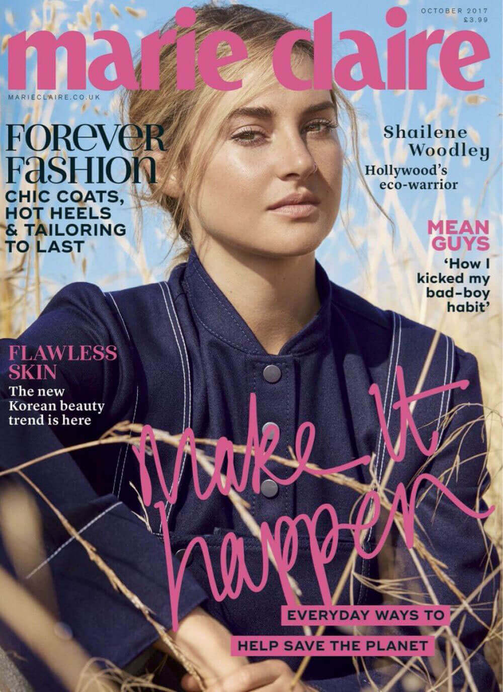 Shailene Woodley Photos for Marie Claire Magazine, UK October 2017