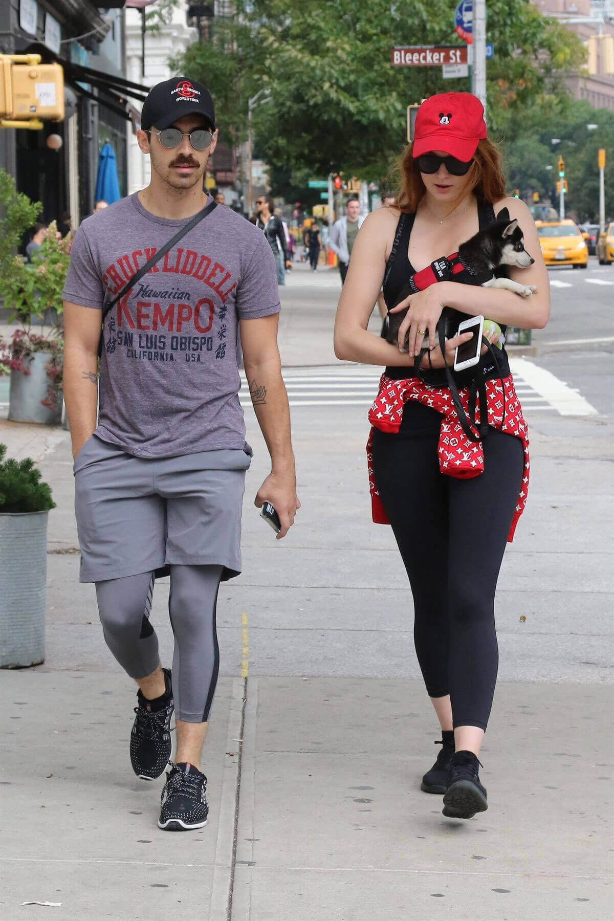 Sophie Turner with Joe Jonas Out with Their Dog in New York