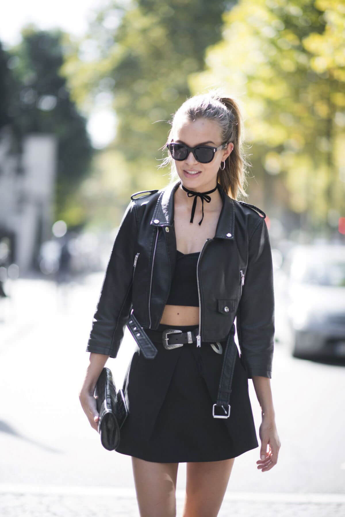 Josephine Skriver wears Short Skirt Out and About in Paris