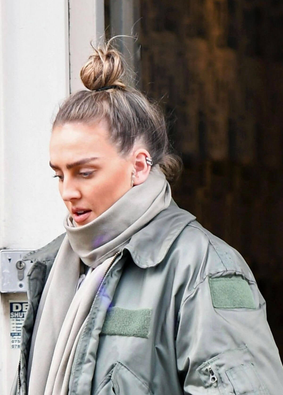 Perrie Edwards wears Ripped Jeans Out Shopping in London