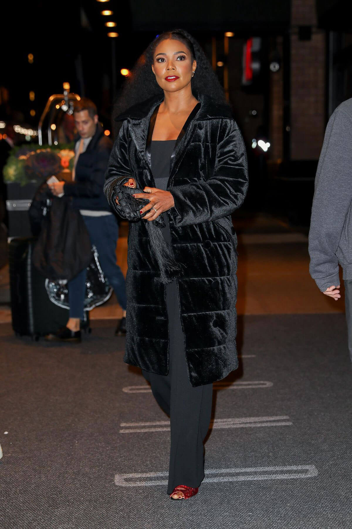 Gabrielle Union wears Black Gown Stills Out in New York