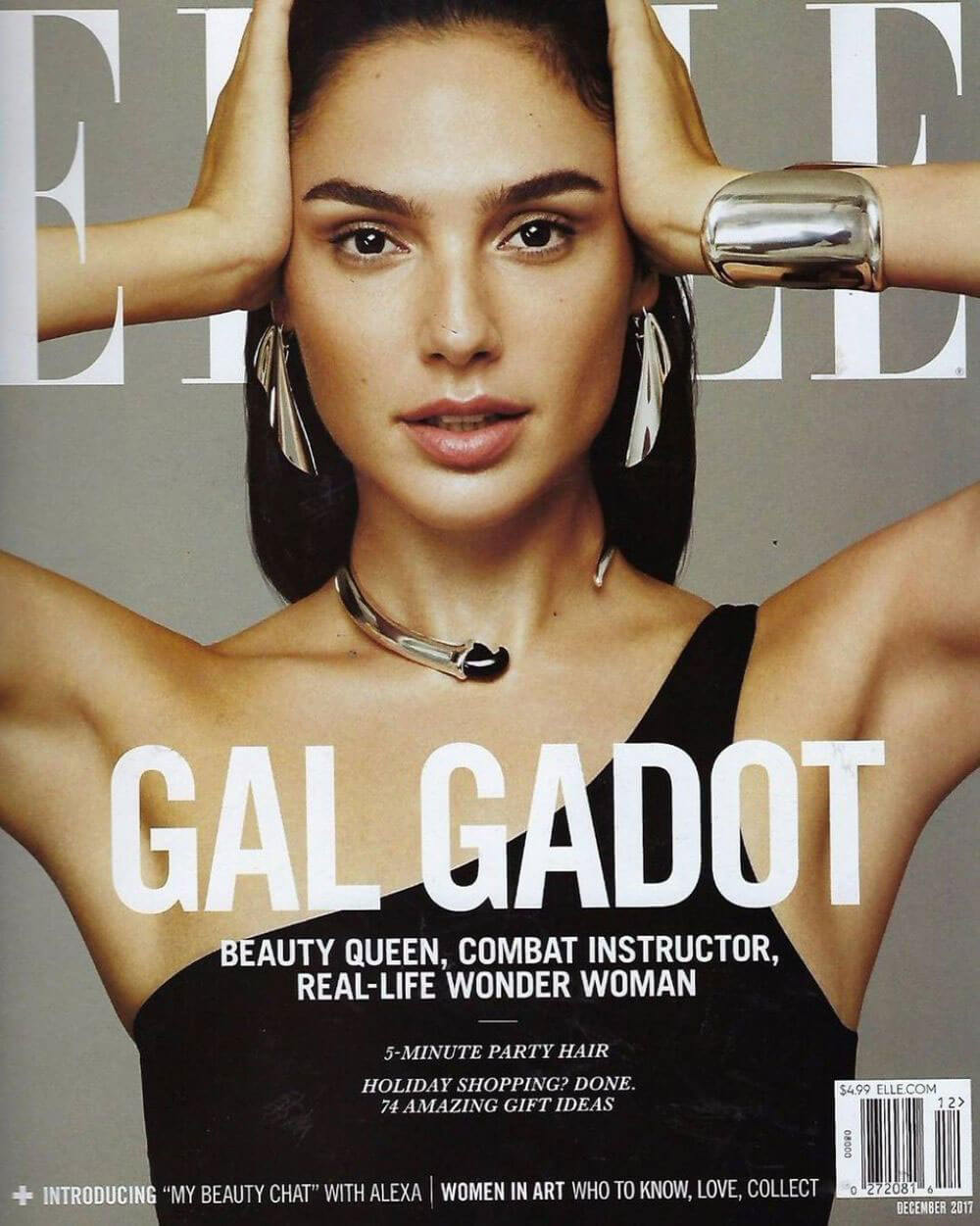 Gal Gadot Stills on the Cover of Elle Magazine, December 2017