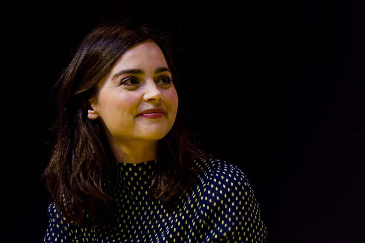 Jenna Coleman wears Dotted Gown Outfit at Comic-con in Madrid