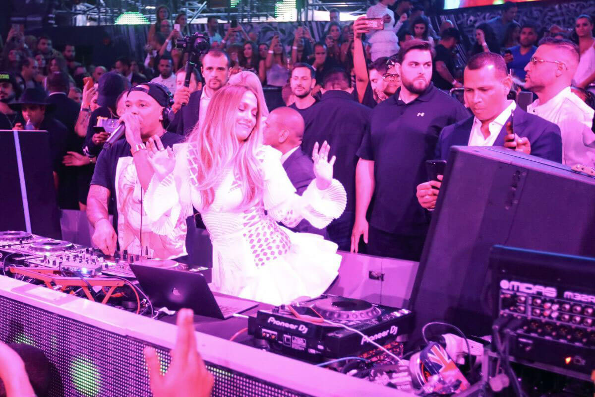 Jennifer Lopez in flirty dress performs at "Base Dubai" in Dubai