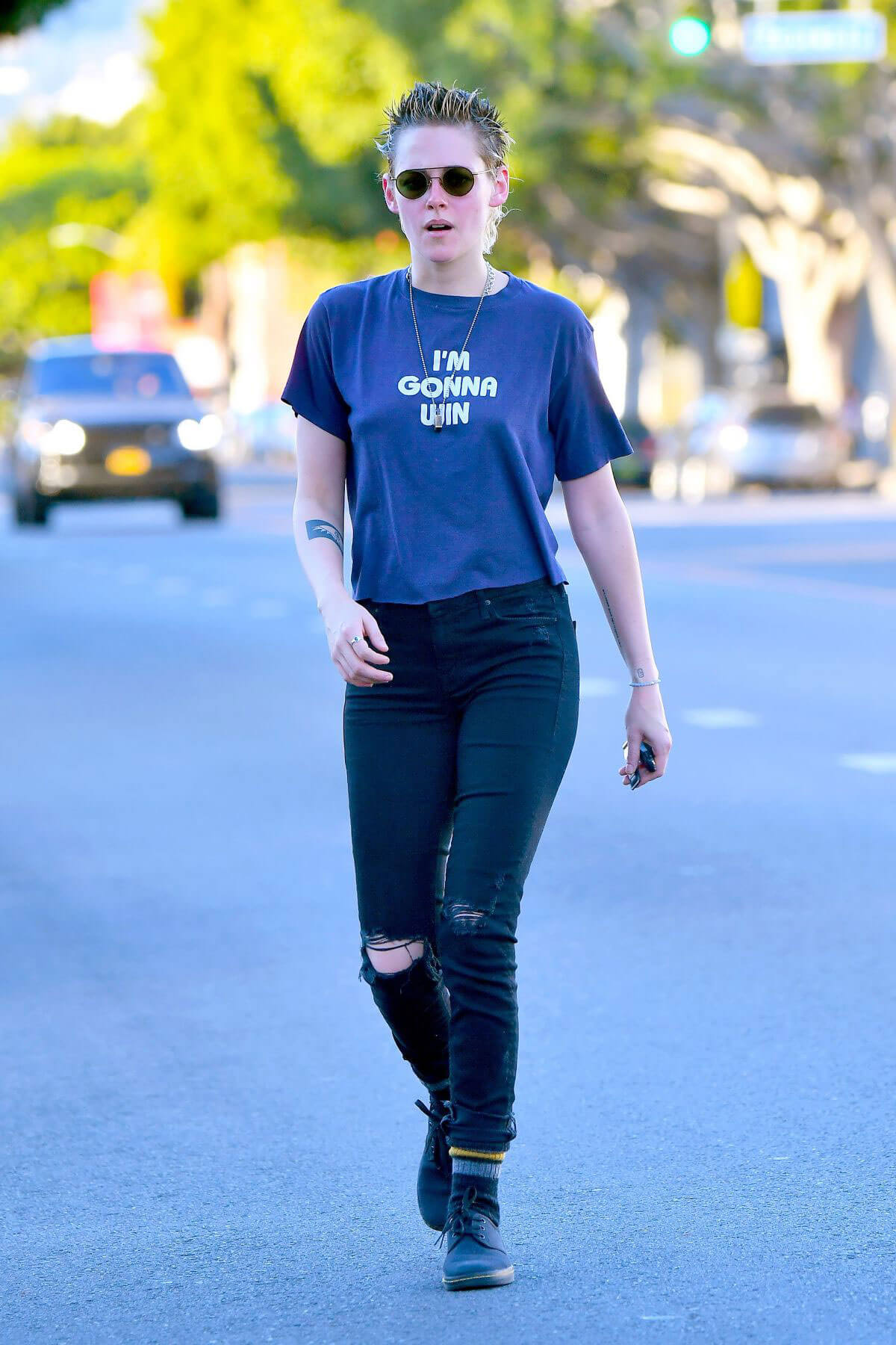 Kristen Stewart Spike Haircut Leaves a Spa in Los Angeles