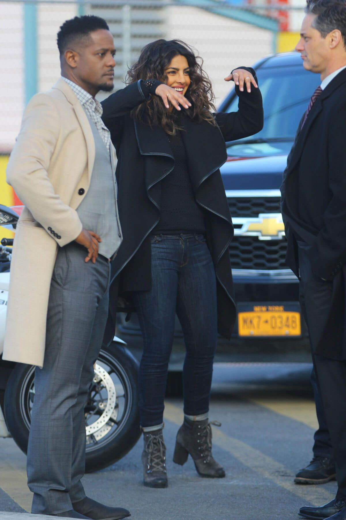 Priyanka Chopra Stills on the Set of "Quantico" in Coney Island