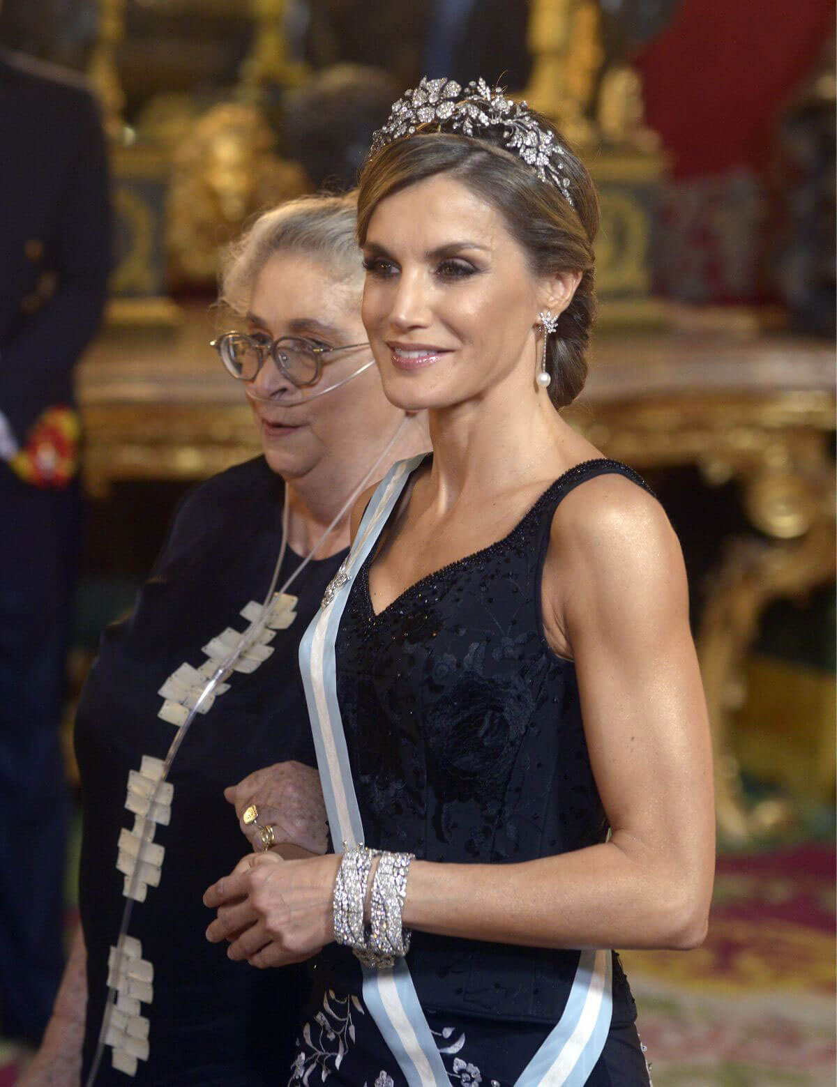 Queen Letizia of Spain Stills at Gala Dinner in Honor of President of Israel in Madrid