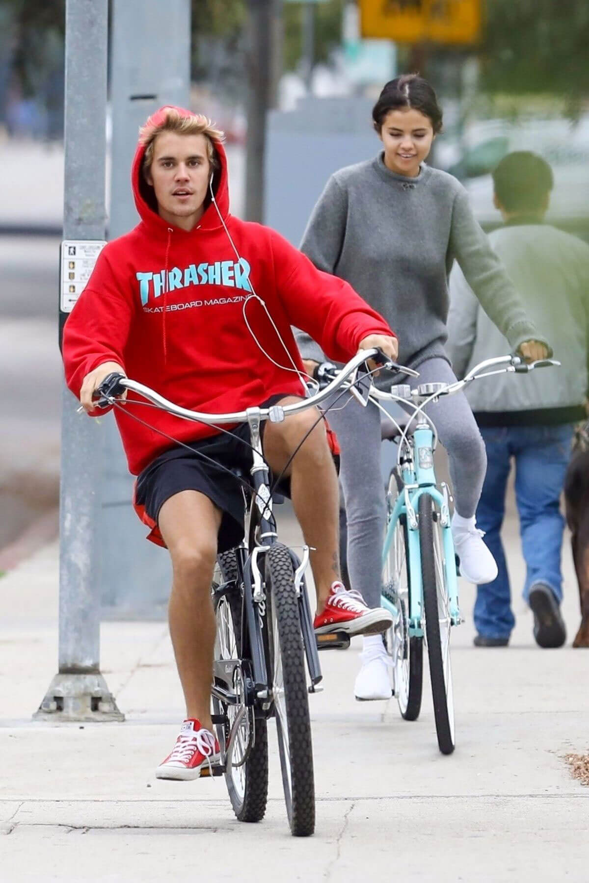 Selena Gomez and Justin Bieber Stills Out Riding Bikes in Los Angeles